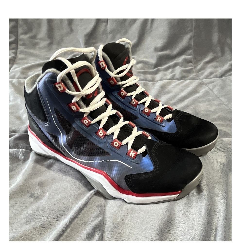Reebok‎ Men's Q96 Basketball Sneakers Lace Up Colorblock Black/Blue/Red Size 11